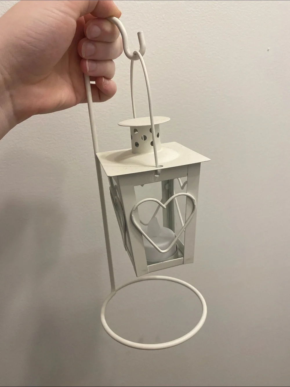 White Heart Lantern Candle Holder - Home Accents